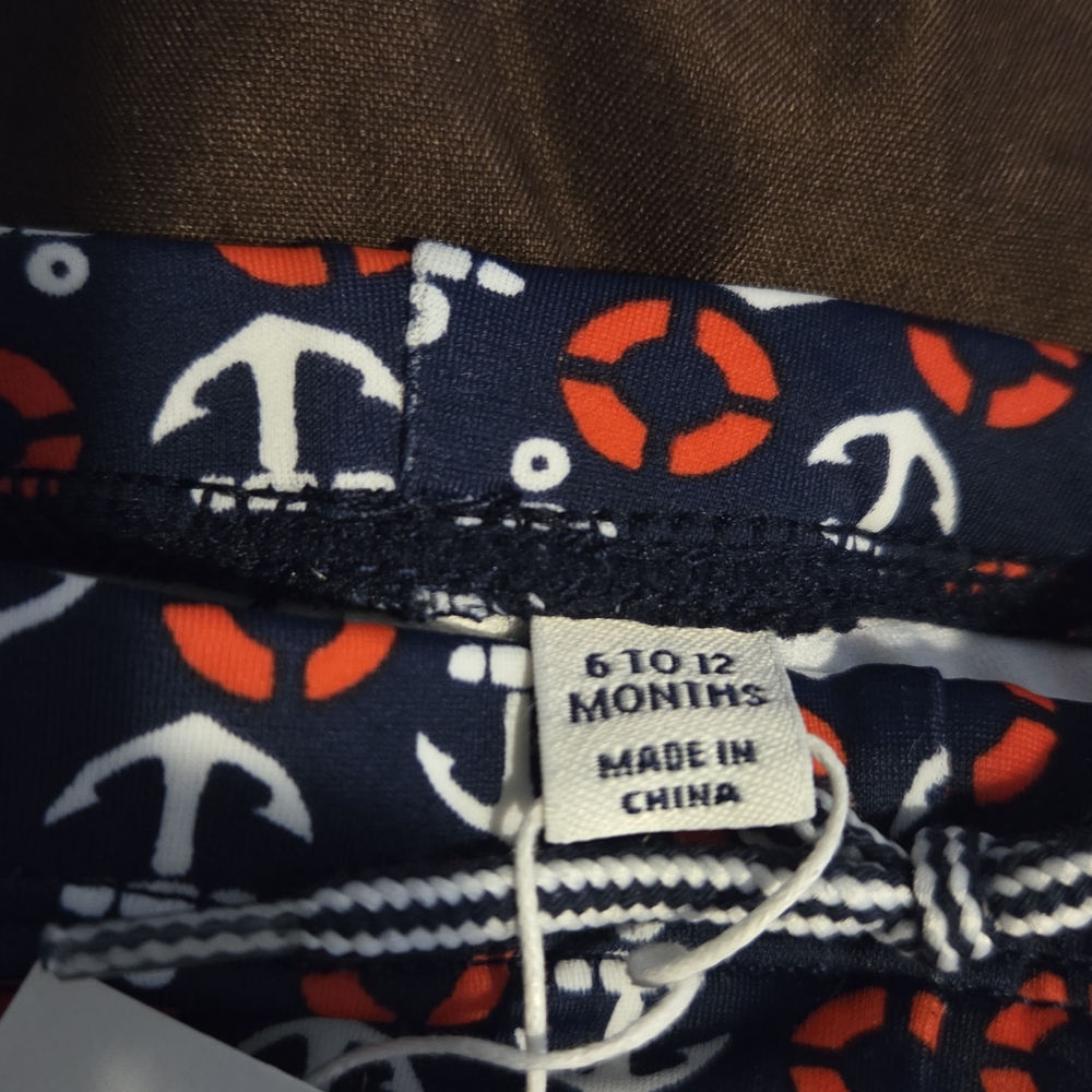 Janie and Jack Navy Anchor Swim Shorts - Picture 2 of 2